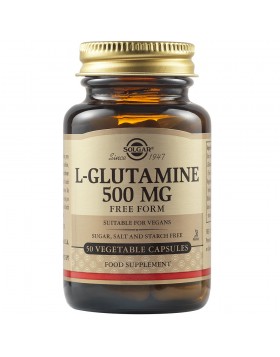 Solgar L-Glutamine 500mg 50 Φυτικές Κάψουλες – Υποστήριξη Μυών & Εντέρου