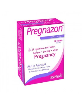 Health Aid Pregnazon 30 veg.tabs. Συμπλήρωμα Διατροφής για Στάδιο Σύλληψης, Εγκυμοσύνης & Θηλασμού