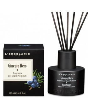L'Erbolario Ginepro Nero Αρωματικό Χώρου με Ξύλινα Στικ 125ml – Ξυλώδες άρωμα κέδρου και μπαχαρικών για ατμόσφαιρα ζεστή και αρρενωπή