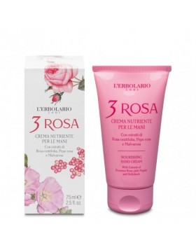 L'Erbolario 3 Rosa Κρέμα Χεριών 75ml — Θρεπτική & Απαλή Κρέμα με Άρωμα Τριαντάφυλλου