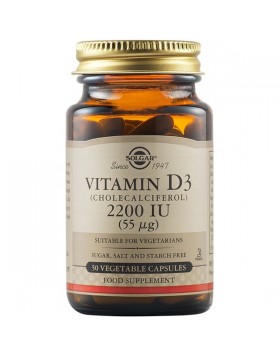 Solgar Vitamin D3 2200IU 50 Φυτικές Κάψουλες – Υγεία Οστών, Ανοσοποιητικού & Ενέργεια