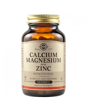 Solgar Calcium Magnesium + Zinc 100 ταμπλέτες – Υγεία Οστών, Μυών & Ανοσοποιητικού | Πλήρης Φόρμουλα Μετάλλων