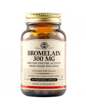 Solgar Bromelain 300mg – 60 Φυτικές Κάψουλες για Πέψη, Φλεγμονές & Αποκατάσταση