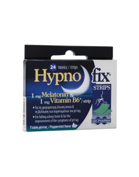 Uni-Pharma Hypno Fix Strips Συμπλήρωμα διατροφής με μελατονίνη, 24 ταινίες