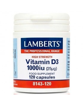 Lamberts Vitamin D3 1000IU (25μg) – 120 Κάψουλες για Υγεία Οστών & Δοντιών