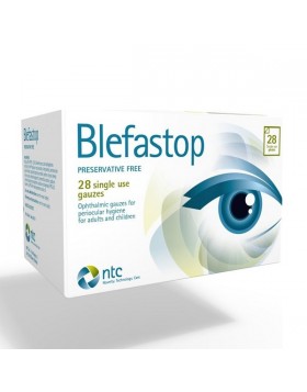 NTC Pharma Blefastop Οφθαλμικές Γάζες Ιδιαίτερα Κατάλληλες για την Υγιεινή των Βλεφάρων, οφθαλμ. αποστ. x 28τεμ