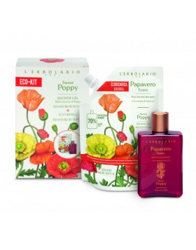 L’Erbolario Papavero Eco Kit 250ml + Ανταλλακτικό 500ml – Eco‑Bagnoschiuma με Sweet Poppy για Καθημερινή Φροντίδα