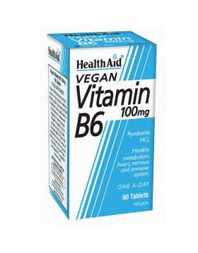 Health Aid Vitamin B6 100mg 90 Ταμπλέτες - Πυριδοξίνη για Νευρικό Σύστημα, Ορμόνες & Ενέργεια