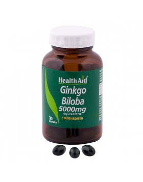Health Aid Ginkgo Biloba 5000mg – 30 Κάψουλες για Μνήμη & Κυκλοφορία