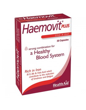 Health Aid Haemovit Plus 30 Caps – Σίδηρος, Φολικό Οξύ & Βιταμίνες για Αιμοσφαιρίνη