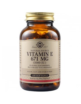 Solgar Vitamin E 1000 IU – 100 Μαλακές Κάψουλες για Αντιοξειδωτική Προστασία & Υγεία Δέρματος