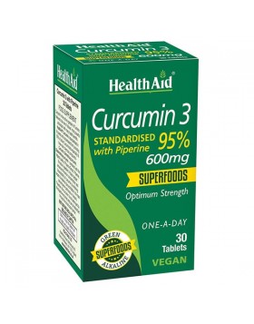 Health Aid Curcumin 3 600mg 30 Ταμπλέτες - Κουρκουμίνη για Αρθρώσεις, Αντιφλεγμονώδη Δράση & Αντιοξειδωτική Προστασία