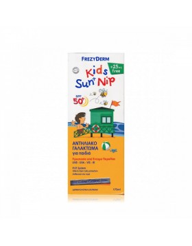 Frezyderm Kids Sun + Nip SPF50+ Παιδικό Αντιηλιακό Γαλάκτωμα για Πρόσωπο & Σώμα με Εντομοαπωθητικές Ιδιότητες 175ml