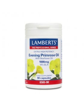 Lamberts Evening Primrose Oil 1000 mg – 90 Κάψουλες | GLA & Βιταμίνη Ε για Δέρμα & Ορμόνες