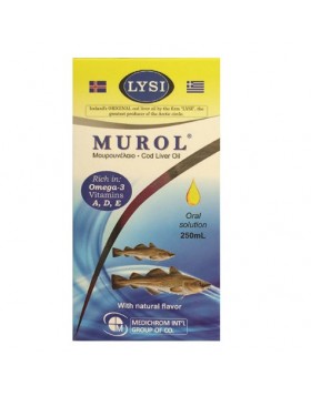 Medichrom Murol Μουρουνέλαιο Κατάλληλο για Παιδιά 250ml Πορτοκάλι