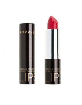Korres Morello Lipstick 21 Έντονο Ροζ 3.5gr | Κρεμώδες Κραγιόν με Λαμπερό Χρώμα & Ενυδάτωση