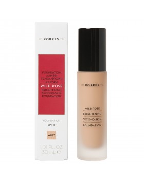 Korres Wild Rose Brightening Foundation SPF15 Άγριο Τριαντάφυλλο WRF3 για Λάμψη & Φυσική Κάλυψη, 30ml