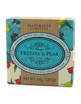 Naturally European Soap Wrapped Freesia & Pear 150gr Αρωματικό Σαπούνι Γλυκό Αμυγδαλέλαιο 