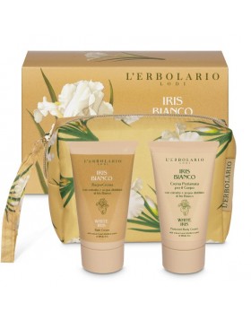 L'Erbolario Iris Bianco Beauty Pochette – Αφρόλουτρο & Κρέμα Σώματος 75ml σε κομψό νεσεσέρ με άρωμα λευκής ίριδας