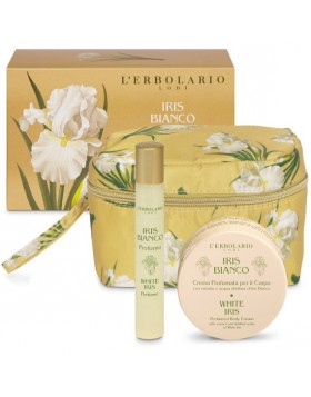 L'Erbolario Iris Bianco Mini Beauty Case – Άρωμα 15ml & Κρέμα Σώματος 75ml σε κομψό νεσεσέρ, με φίνο λουλουδένιο άρωμα