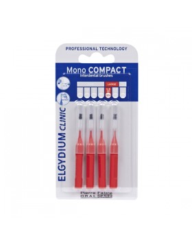 Elgydium Clinic Mono Compact Μεσοδόντια Βουρτσάκια 0.7mm Κόκκινα 4τμχ