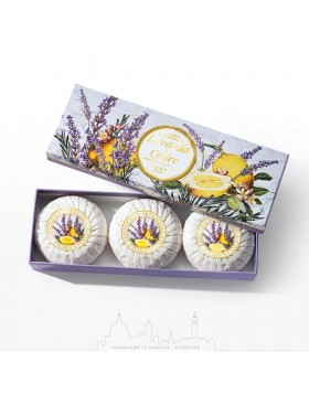 Saponificio Fiorentino Lavender & Cedar – Σετ 3 φυτικά σαπούνια 100g με άρωμα λεβάντας και κέδρου για χαλαρωτική περιποίηση