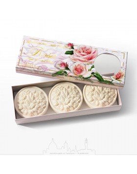Saponificio Fiorentino Rose Blossom – Σετ 3 φυτικά σαπούνια 125g με άρωμα ανθών τριανταφυλλιάς για απαλή και αρωματική φροντίδα