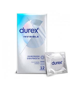 Durex Προφυλακτικά Εξαιρετικά Λεπτά Invisible Κανονική Εφαρμογή 12τεμ