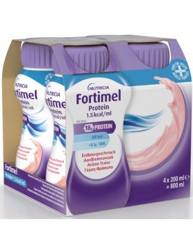 Nutricia Fortimel Protein Φράουλα 18 g Πρωτεΐνη, 1,5 kcal/ml – 4×200 ml | Πόσιμο Θρεπτικό Σκεύασμα