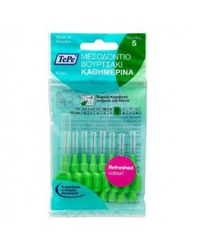 TePe No 5 Πράσινα Μεσοδόντια Βουρτσάκια 0.8mm, 8 τεμ