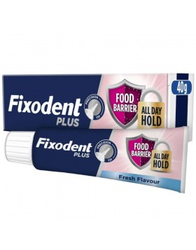Fixodent Plus Food Barrier Fresh Στερεωτική Κρέμα Τεχνητής Οδοντοστοιχίας με Γεύση Μέντας, 40g