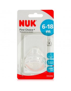 Nuk First Choice+ Medium (6‑18 m) Θηλή Σιλικόνης με Flow Control & Anti‑Colic Valve, 1 τμχ