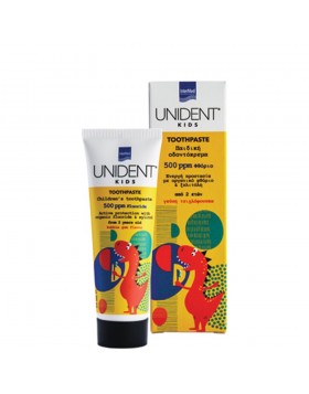 Intermed Unident Kids Toothpaste 500ppm Φθόριο 50ml – Παιδική Οδοντόκρεμα με Οργανικό & Ανόργανο Φθόριο, Γεύση Τσιχλόφουσκα