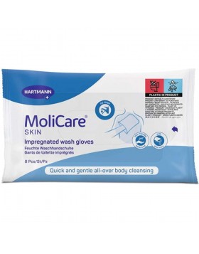 Hartmann Molicare Skin Impregnated Wash Gloves 8τμχ – Έτοιμα Γάντια Καθαρισμού Χωρίς Νερό