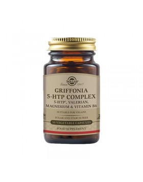 Solgar Griffonia 5-HTP Complex 30 φυτικές κάψουλες – Φυσική Υποστήριξη για Διάθεση, Ύπνο & Νευρική Ισορροπία