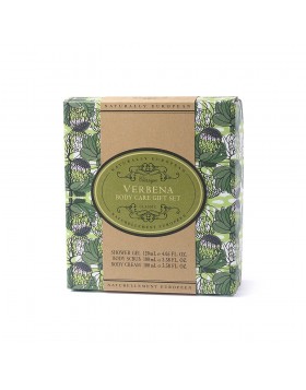 Naturally European Verbena Body Care Gift Set, θρέφει και προστατεύει όλους τους τύπους δέρματος, περιλαμβάνει αφρόλουτρο 120ml, απολεπιστικό σώματος 100ml και κρέμα σώματος 100ml
