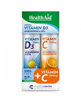 Health Aid Combo Pack Vitamin D3 & C – 20eff + 20eff- Ενίσχυση Ανοσίας