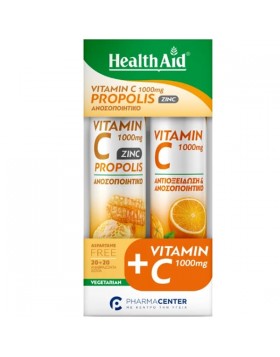 Health Aid Combo Pack – Vitamin C 1000 mg Propolis + Vitamin C 1000 mg, 40 Ταμπλέτες - Ανοσοποιητικό