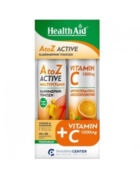 Health Aid Combo Pack – A to Z Active & Vitamin C 1000 mg, 20+20eff- Ιδανικό για Ανοσοποιητικό