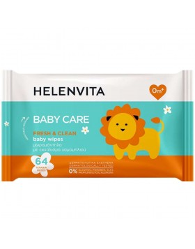Helenvita Baby Wipes Μωρομάντηλα με Χαμομήλι 64τμχ – Ήπιος Καθαρισμός & Φροντίδα Μωρού