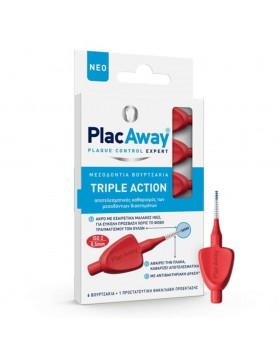 Plac Away Triple Action Μεσοδόντια Βουρτσάκια 0.5mm ISO 2 Κόκκινα 6τμχ