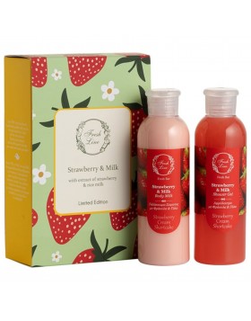 Fresh Line Strawberry & Milk Σετ Αφρόλουτρο 200ml & Γαλάκτωμα 200ml