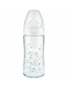 Nuk Γυάλινο Μπιμπερό First Choice+ 240ml με Temperature Control & Θηλή Σιλικόνης 0-6 Μηνών κατά των Κολικών