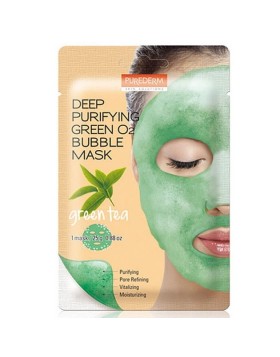 Purederm Μάσκα Καθαρισμού με Οξυγόνο Green Tea & Superfoods 20ml – Bubble Mask Προσώπου για Βαθύ Καθαρισμό