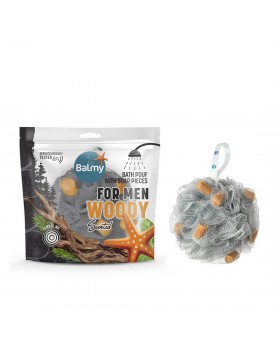 Balmy Bath Pouf with Soap Pieces For Men Woody 76g Ανδρικό Σφουγγάρι Μπάνιου με Σαπούνι