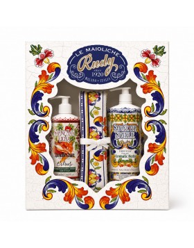 Rudy Profumi Maioliche Ortus Kitchen Collection Gift Set Σαπούνι Χεριών Εξουδετέρωσης Οσμών 300ml & Υγρό Πιάτων 750ml & Πετσέτα 100% Βαμβακερή Made in Italy