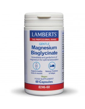 Lamberts Gentle Magnesium Bisglycinate 150mg 60 Κάψουλες – Δισγλυκινικό Μαγνήσιο για Μύες, Νευρικό Σύστημα & Κόπωση