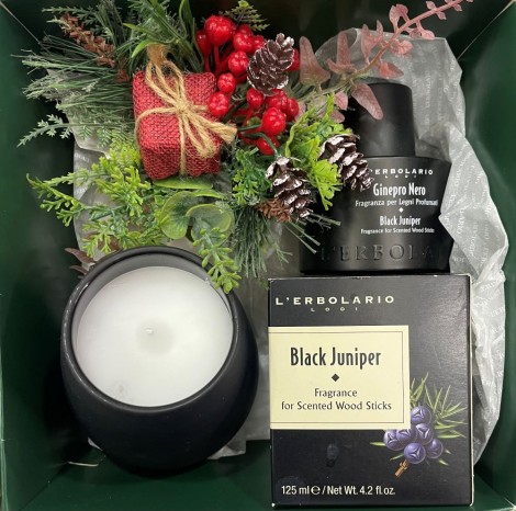 Πακέτο Δώρου XMAS Ανδρικό Χριστουγεννιάτικο Σετ Αρωματικών Χώρου L’Erbolario Ginepro Nero