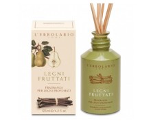 L'Erbolario Legni Fruttati Αρωματικό Χώρου 125ml με Ξύλινα Στικ – Ζεστές ξυλώδεις και φρουτώδεις νότες για ατμόσφαιρα γαλήνης και φρεσκάδας