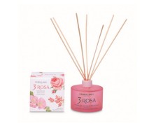 L'Erbolario 3 Rosa Αρωματικό Χώρου 125ml — Φρέσκο Άρωμα Τριαντάφυλλου με Ξύλινα Sticks